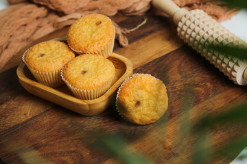 cupcakes on a wooden background. Baking 