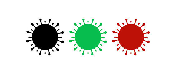 Set of coronavirus cautions and covid-19 symbols. Coronavirus pandemic. Vector illustration.