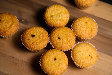 cupcakes on a wooden background. Baking 