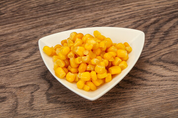 Sweet corn seeds in the bowl