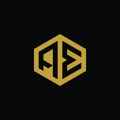 Initial letter AE hexagon logo design vector