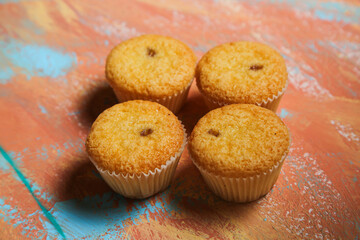 cupcakes on a wooden background. Baking 