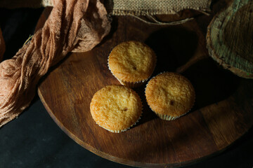 cupcakes on a black background. Baking 