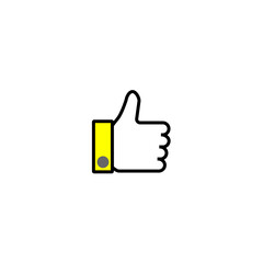 Thumbs up sketch icon for web and mobile. Hand drawn vector dark grey icon on white background. Yellow color