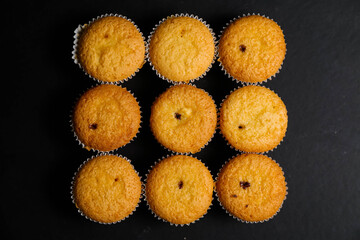 cupcakes on a black background. Baking 