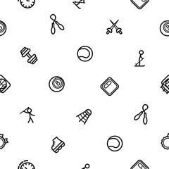 Seamless PAttern Doodle Drawn Collection Sport Hockey Dumbbell Cup Bicycle Medal Sketch Vector Design Style Background Healthy Lifestyle Fitness Illustration Icons