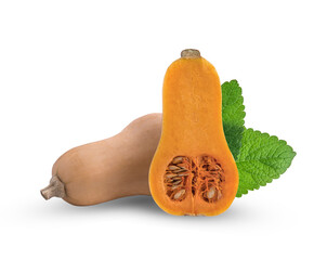 Fresh butternut squash isolated on a white