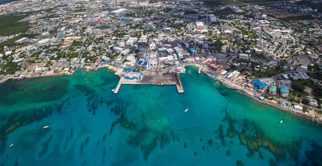 Store enrouleur Plage de Seven Mile, Grand Cayman Aerial view of coastline of Grand Cayman, Cayman Islands ,Caribbean