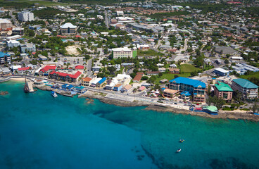Aerial view of coastline of Grand Cayman, Cayman Islands ,Caribbean