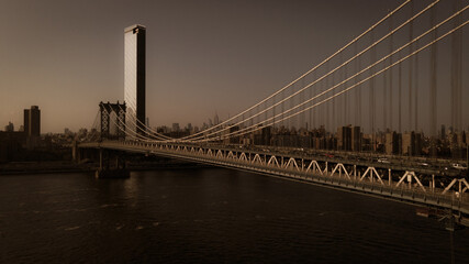 Brooklyn to Manhattan Bridge New York City Skyline Summer