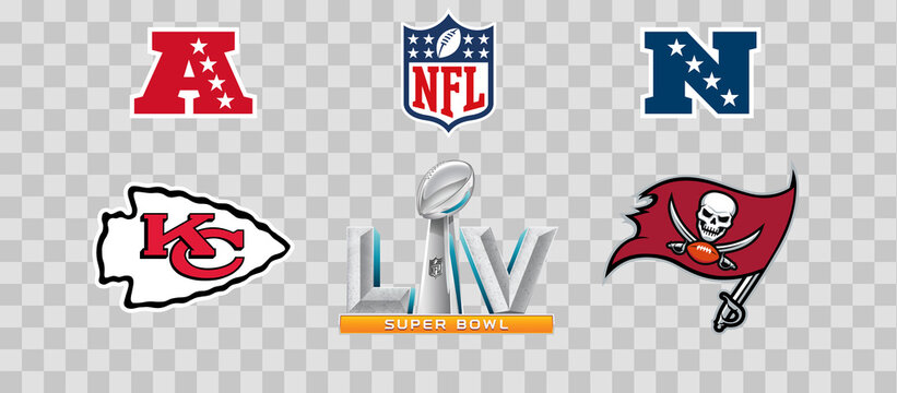 NFL Superbowl LV Vector Logos. New Orleans Saints vs Tampa Bay Buccaneers.