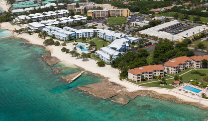 Aerial view of coastline of Grand Cayman, Cayman Islands ,Caribbean