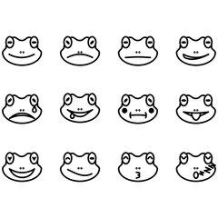 Emoji icon and smiley set for web, electronic message, social media, frog character emoticons. vector illustration