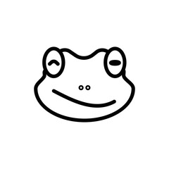 outline icon symbol emoji frog smiley smug face vector illustration.