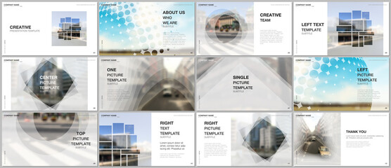 Presentation design vector templates, multipurpose template for presentation slide, flyer, brochure cover design, infographic report presentation. Corporate business concept with abstract ackgrounds.