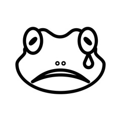 line icon, very sad face frog emoticons symbol vector illustration