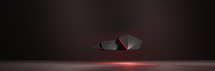 Header for sites, style Dark red, 3D Glider technique,  in profile. - obrazy, fototapety, plakaty