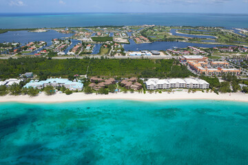 Fototapeta na wymiar Aerial view of coastline of Grand Cayman, Cayman Islands ,Caribbean