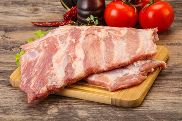 Raw pork ribs for cooking