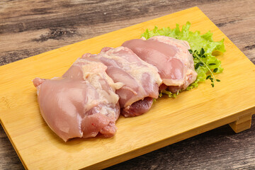 Raw chicken boneless and skinless leg