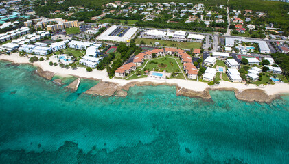 Aerial view of coastline of Grand Cayman, Cayman Islands ,Caribbean