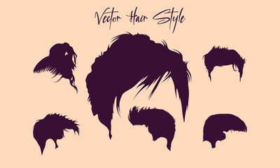 Set Of Man Hair Style Silhouette Illustration Art Design