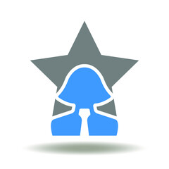 Star and business woman vector icon. Talent search symbol. Recruitment, HR Logo.