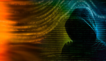 hooded hacker solar winds data breach concept