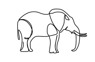 Big elephant. Continuous one line drawing