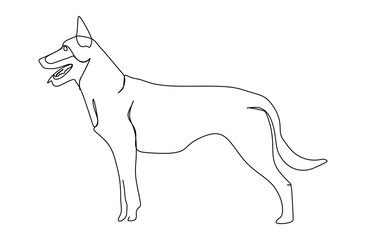 Continuous one line drawing of a dog