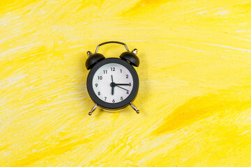alarm clock top view. The concept of time, delay, morning rise, the appointed meeting. copy space....
