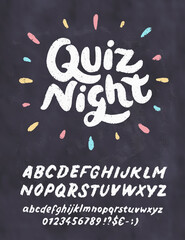 Fototapeta na wymiar Quiz night. Vector lettering chalkboard sign.