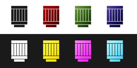 Set Car air filter icon isolated on black and white background. Automobile repair service symbol. Vector.