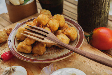 delicious fried tofu and chili sauce