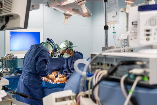 two cardiac surgeons operate on a patient