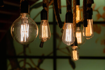 Stylish, modern and decorative lamps that are open in the dark.