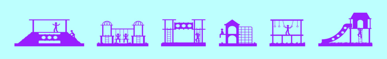 set of jungle gym cartoon icon design template with various models. vector illustration isolated on blue background