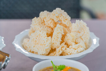 Thai Rice Cracker in dish.