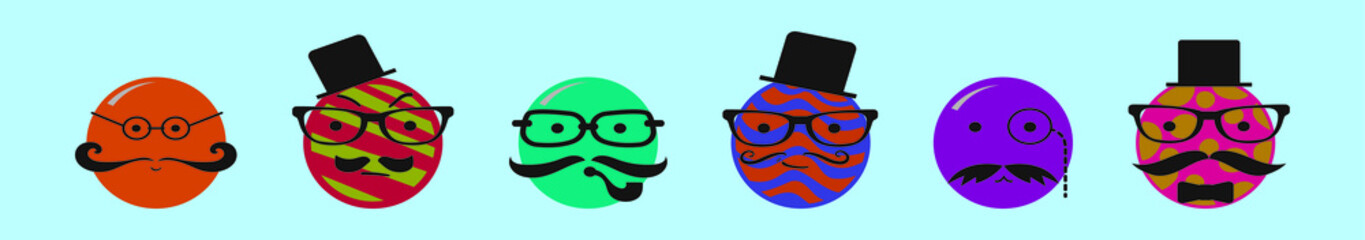 set of hipster easter cartoon icon design template with various models. vector illustration isolated on blue background