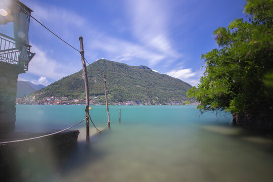 Long exposure of Island Monte Isola in Lago D'Iseo, Italy