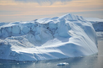 Greenland. Icebergs. Giant floating Iceberg from melting glacier. Global Warming and Climate Change.