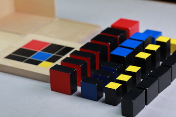 Montessori binomial and trinomial cubes 