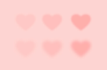 Set of pink blurred hearts, vector illustration.