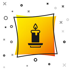 Obraz premium Black Aroma candle icon isolated on white background. Yellow square button. Vector.