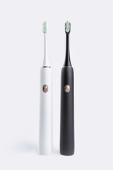 Smart electric toothbrush. Modern technology for health. Healthy teeth. Dentistry. Concept of professional oral care and healthy teeth by using ultrasonic smart toothbrush. 