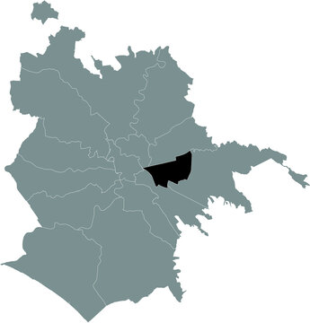 Black location map of Roman Municipio V &ndash; Prenestino/Centocelle municipality inside gray map of Rome, Italy