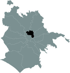 Black location map of Roman Municipio II – Parioli/Nomentano municipality inside gray map of Rome, Italy