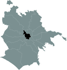 Black location map of Roman Municipio I – Historical Center municipality inside gray map of Rome, Italy