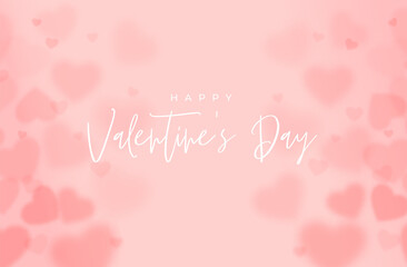 Valentines day background with pink blurred hearts.