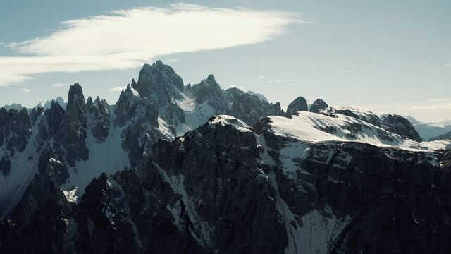 Aerial view over Italian alpen Dolomites